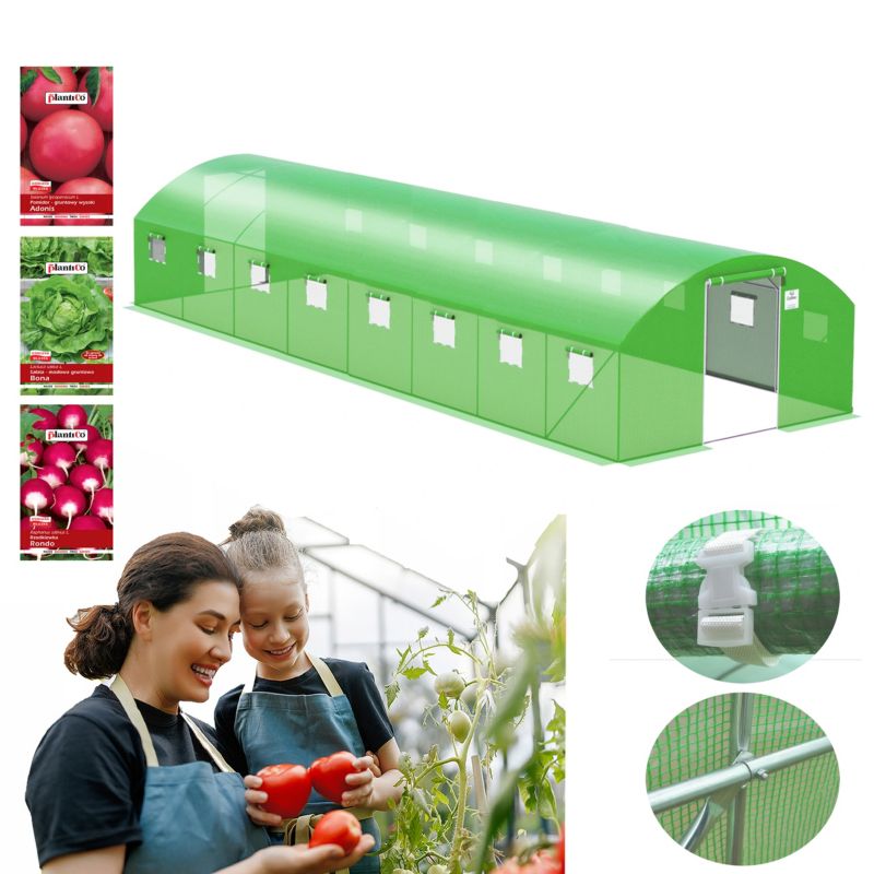 Tunel Foliowy Cultivo Ogrodowy Szklarnia 4x8 32m2 8x4 Zielony Podwójne Drzwi Uv4 1 szt