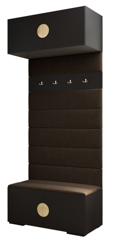 Garderoba wysoka do przedpokoju Abiks INOVA 4 czarny+złoty+man04 1 szt.