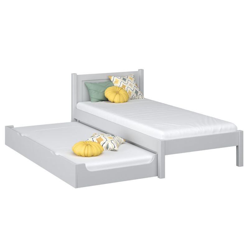 Łóżko pojedyncze N-WOOD z szufladą na materac N02 popielaty 80x190 1szt.