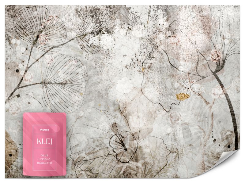 Fototapeta Muralo Delikatne Kontury Kwiatów i Liści 450x315 cm 1szt.