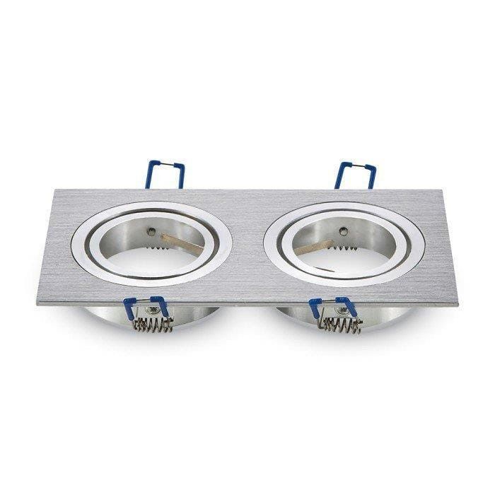 Oprawa sufitowa wpuszczana V-TAC srebrno-chromowana ruchoma 2 x GU10 x 10W IP20 prostokątna - 1 szt.