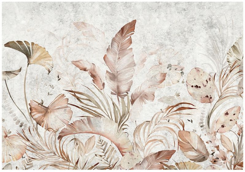 Fototapeta WALLARENA Do Sypialni Salonu Na Flizelinie Liście Abstrakcja Beton Szary 312x219 cm 16021VEXXL 1 szt.