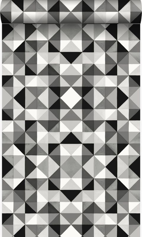 Tapeta Origin Wallcoverings kubizm czarnymIbiałym 53 cm x 10.05 m - 1 rol.