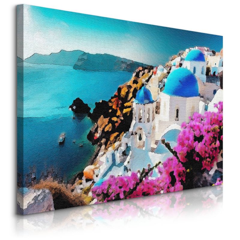 Obraz Muralo Santorini Grecja Pejzaż Natura Abstrakcja 90x60 cm 1 szt.