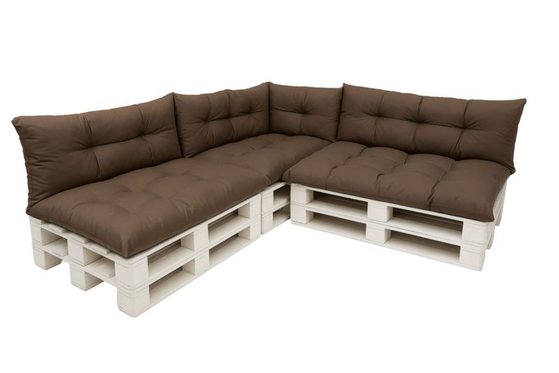 Komplet 7sztuk poduszek ogrodowych na palety Setagrden 3x120x60cm /3x120x40cm+60x40cm,brązowe dwustronne poduszki ogrdowe, 1szt