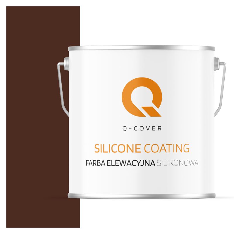 Farba Elewacyjna Silikonowa Fasadowa Q-Cover Mahoniowy brąz RAL8016 5L