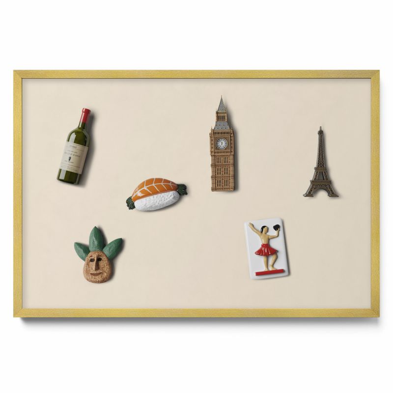 Tablica na notatki Tulup 60x40 cm Kolor jasny beżowy w złotej ramie 1 szt.