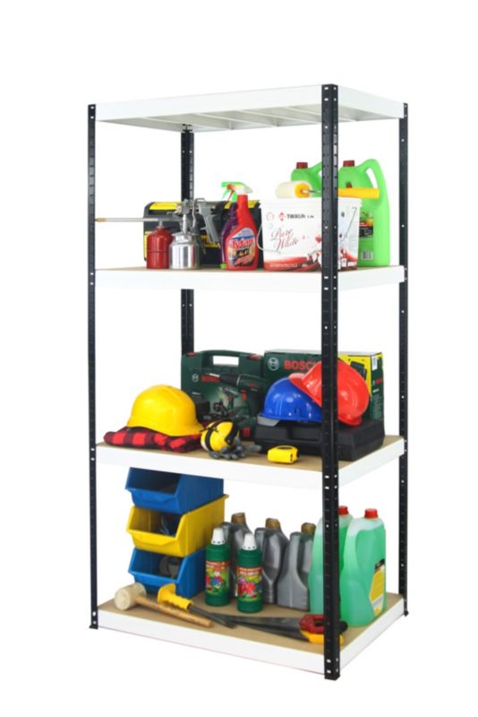 Regał metalowy MODO24 magazynowy garażowy czarno-biały helios 180x75x35cm 4 półki po 275 kg 1 szt.