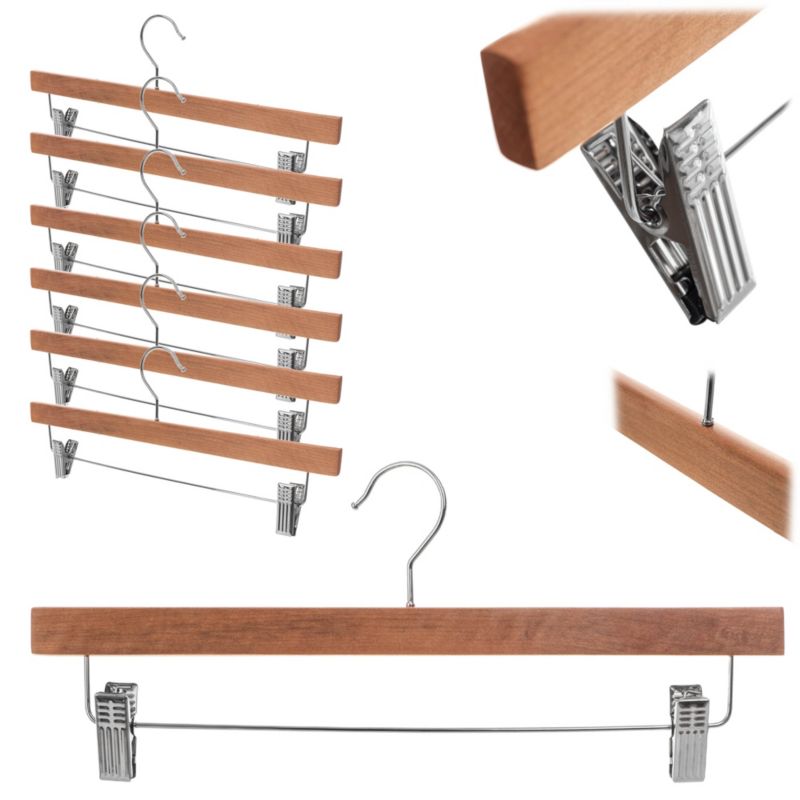 Wieszak KADAX drewniany Pablo z klipsami Brązowy 6 szt.