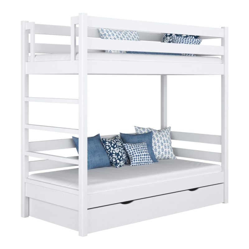 Drewniane łóżko N-WOOD piętrowe z szufladą N03 biały 90x180 1szt.