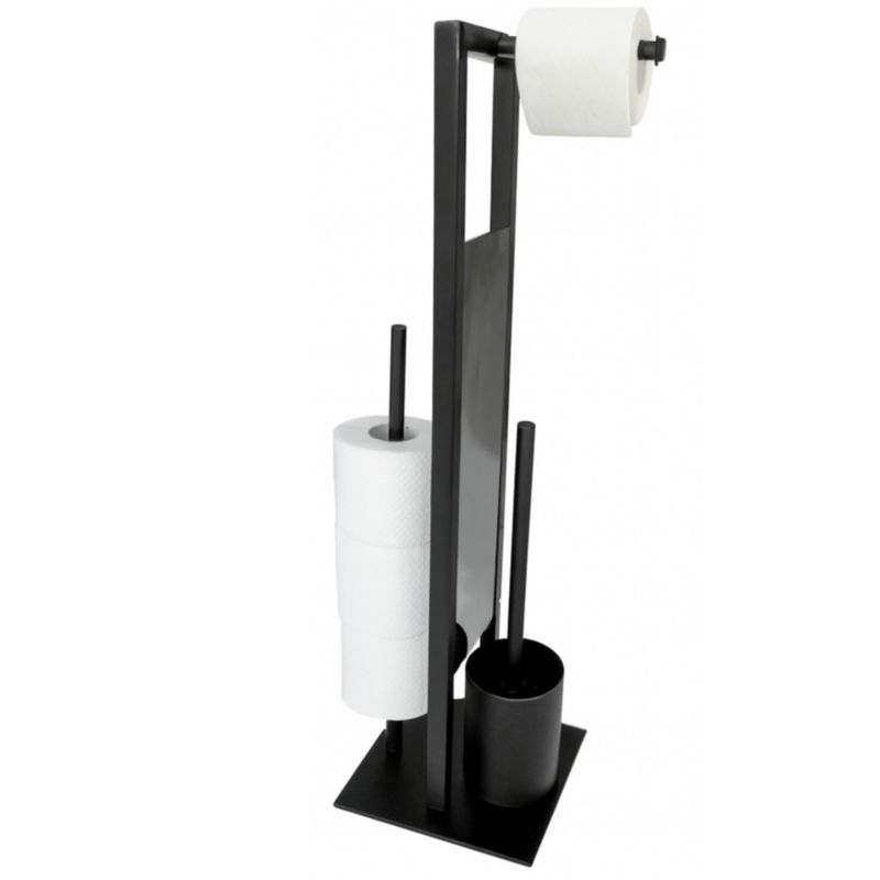 Stojak podłogowy na papier i szczotkę WC Estiva Glass Black czarny mat ze szkłem 1 szt.