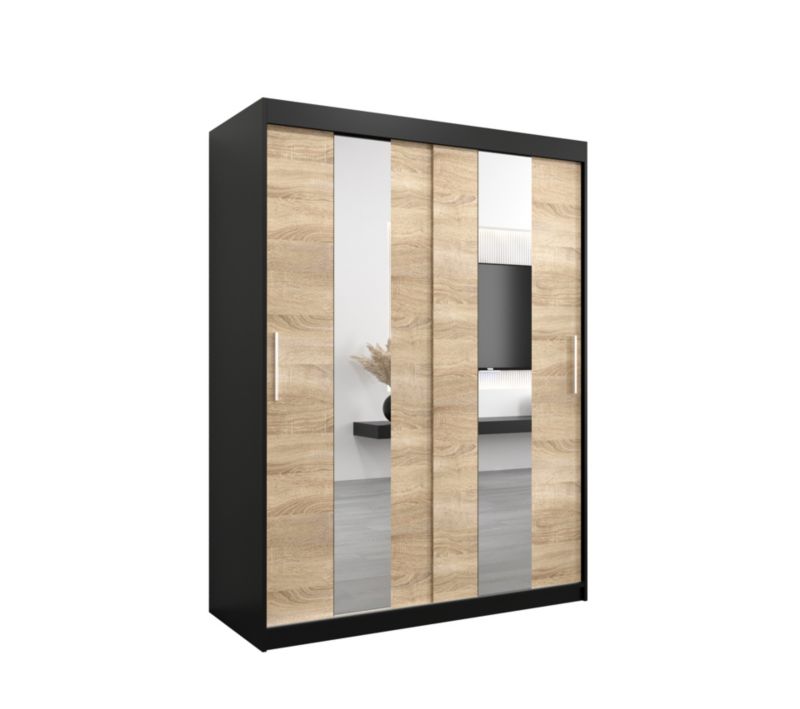 Szafa przesuwna Garderoba Abiks POLE 150 czarny/sonoma 1 szt.