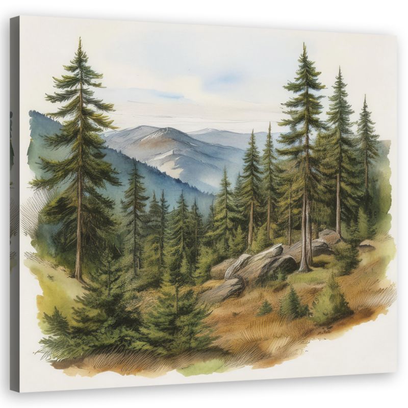 Obraz do salonu sypialni Feeby Krajobraz Góry Las 30x30 cm 1szt