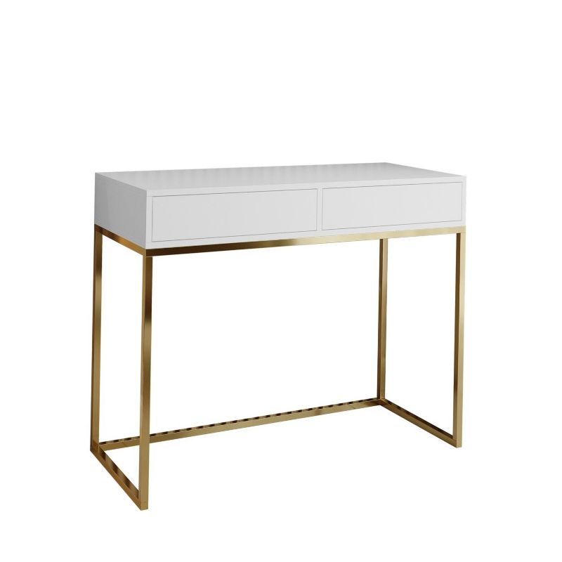 Toaletka z szufladami Bettso Cubic 100 cm w loftowym stylu na złotym stelażu biały 1szt.