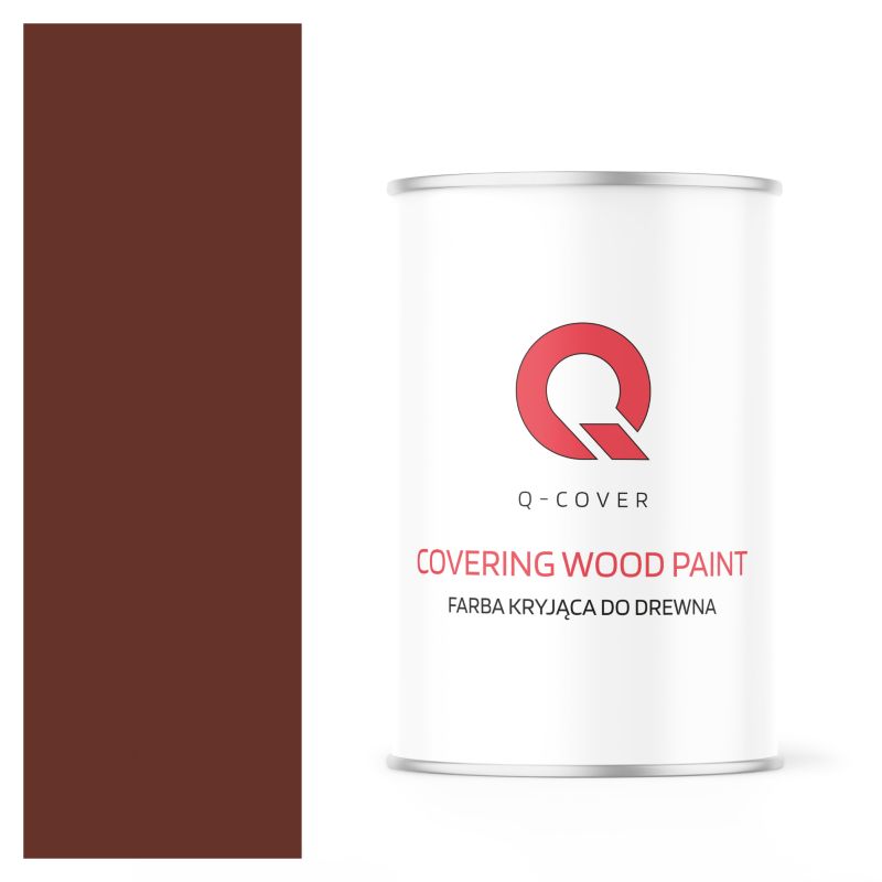 Farba Kryjąca do Drewna Q-Cover Brązowo-Czerwony RAL8012 Wysoki Połysk 1L