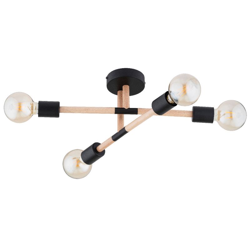 Lampa sufitowa Alfa OTELLO jasne drewno-czarna 4xE27x15W wym:21x43x54cm IP20 -1 szt.