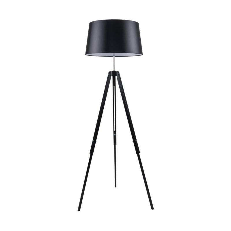 Drewniana Lampa Podłogowa SPOT Light 1xE27 60W Drewno Bukowe Czarne FSC z Czarną Tkaniną, Polski Producent 1 szt.