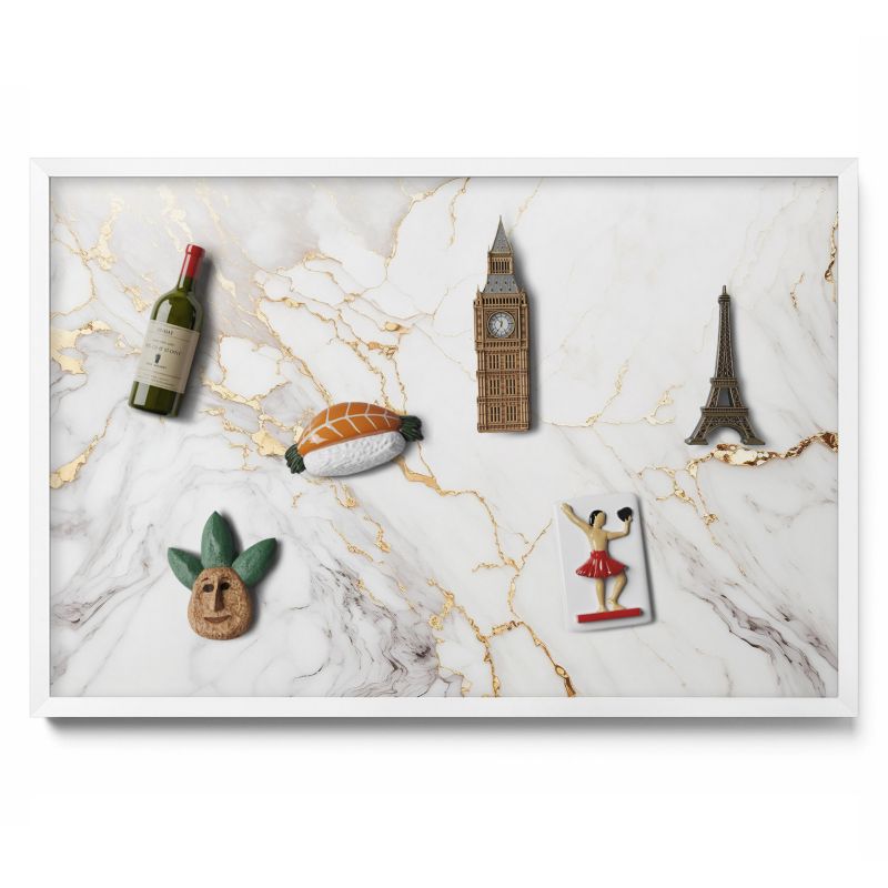 Tablica na notatki Tulup 60x40 cm Stylowy kamień marmur w białej ramie 1 szt.