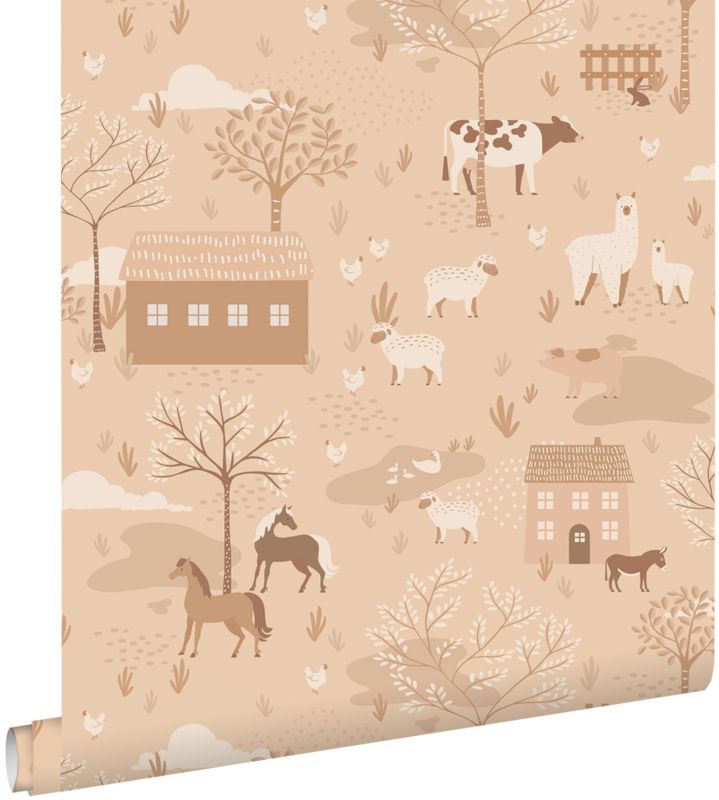 Tapeta ESTAhome zwierzęta hodowlane jasnego różu 50 x 900 cm - 1 rol.