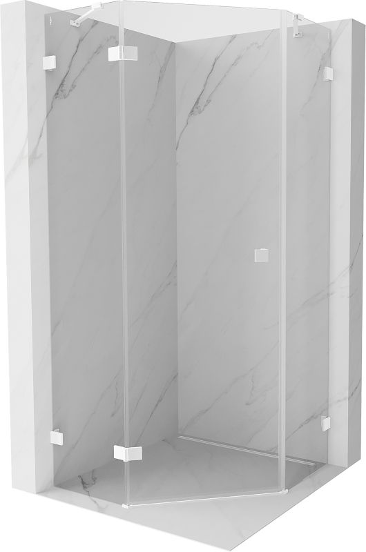 Kabina prysznicowa Mexen Lunar pięciokątna uchylna lewa 90 x 90 cm transparent biała 1 szt.
