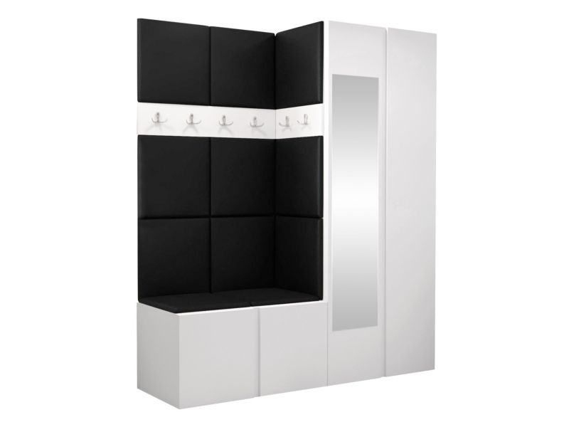 Garderoba MIRJAN 24 Orion XII biały + czarna ekoskóra 1 kpl.