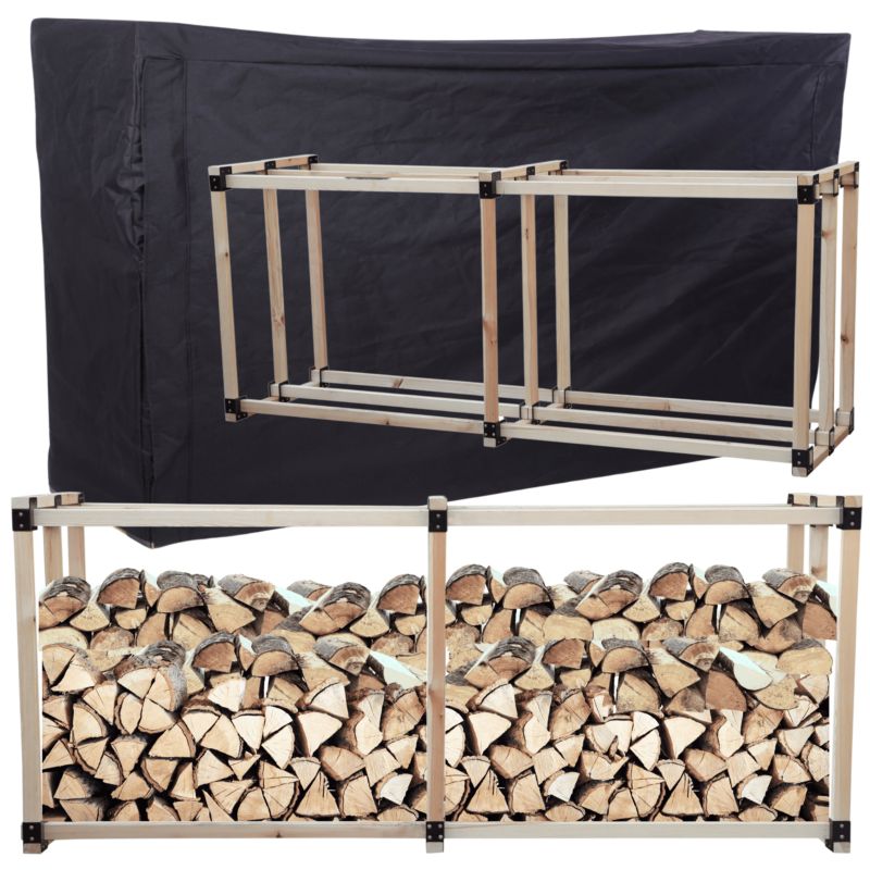 Stojak na drewno kominkowe MODO24 wiata z pokrowcem drewutnia 2,2 m3 1 szt.