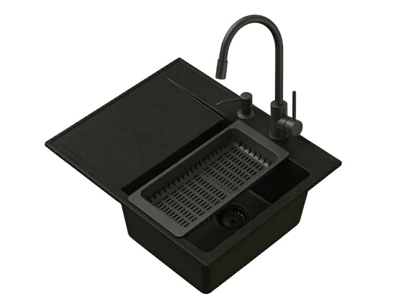 Zlewozmywak Granitowy Sink Quality 1-komorowy z Ociekaczem, Baterią i Syfonem 1 kpl