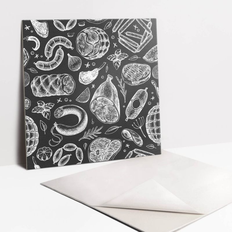 Kafelki samoprzylepne Tulup 30x30 cm Rysunkowy motyw jedzenia 9 szt. III