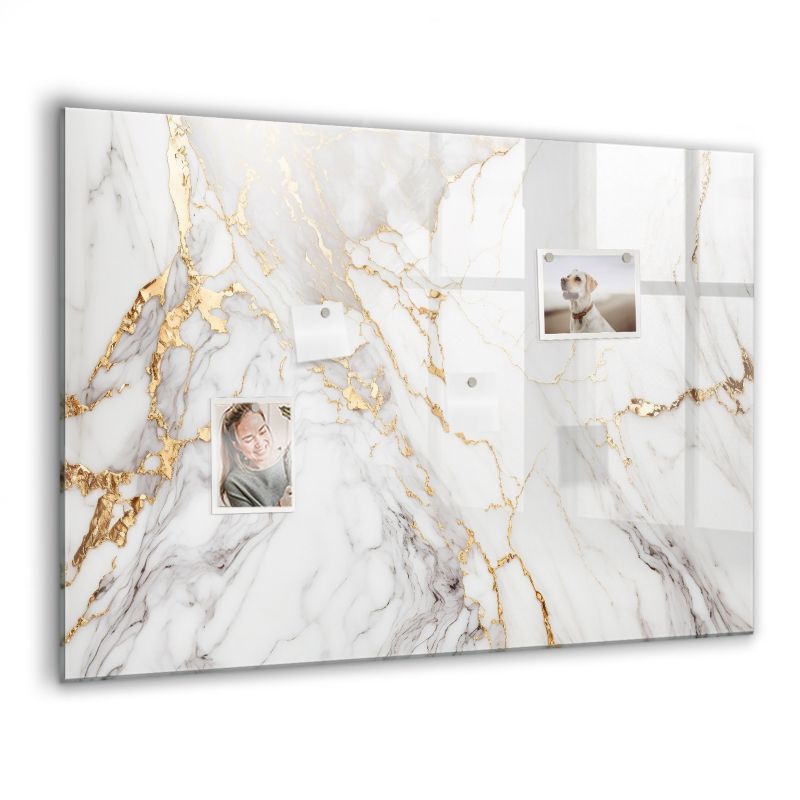 Szklana tablica magnetyczna Wallfluent 100x70 cm Marmur ozdobny Czarny marker 1 szt.