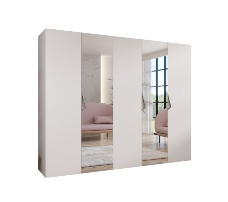 Szafa uchylna z lustrem otwierana Abiks SANDI 2 250 wys 202 cm Biały + Kaszmir 1 szt