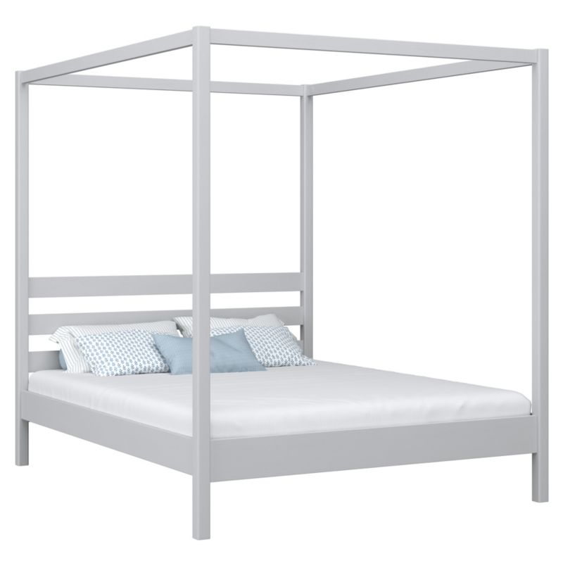 Drewniane łóżko N-WOOD podwójne z baldachimem N01 popielaty 160x200 1szt.