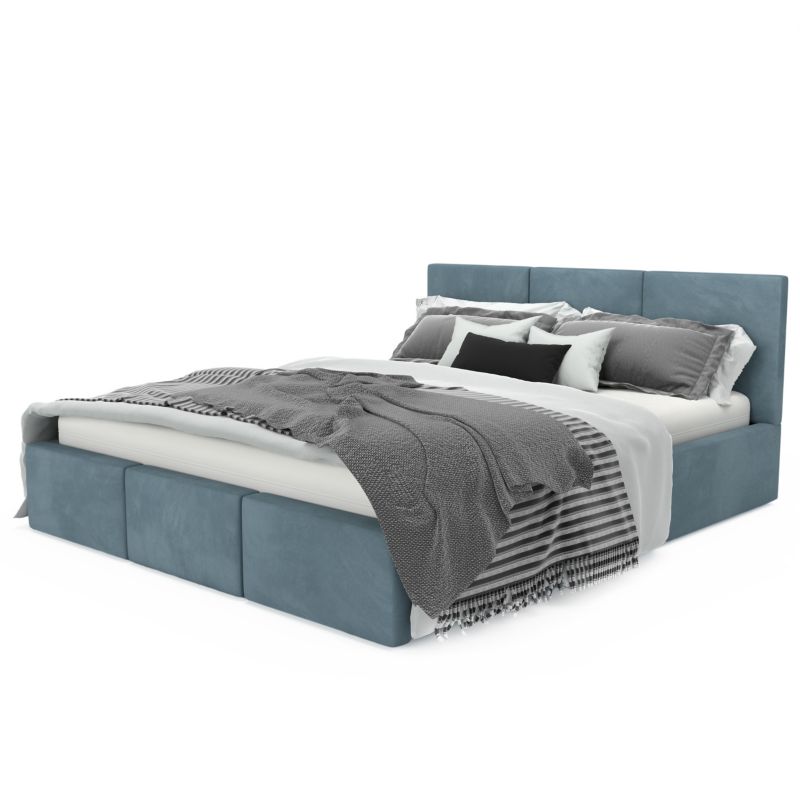 Łóżko Muralo Tapicerowane z Pojemnikiem Morskie 120x200x100 cm 1szt.