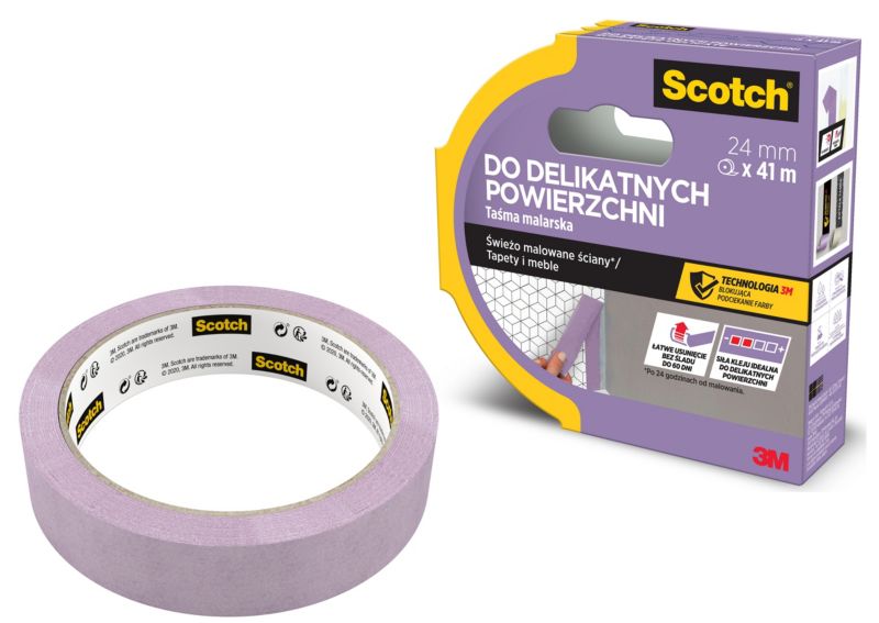 Taśma malarska Scotch do delikatnych powierzchni 24 mm x 41 m