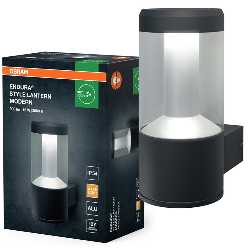 Kinkiet Ogrodowy Osram Lampa Elewacyjna Zewnętrzna LED 12W 610lm 3000K Szary IP44 1 szt.