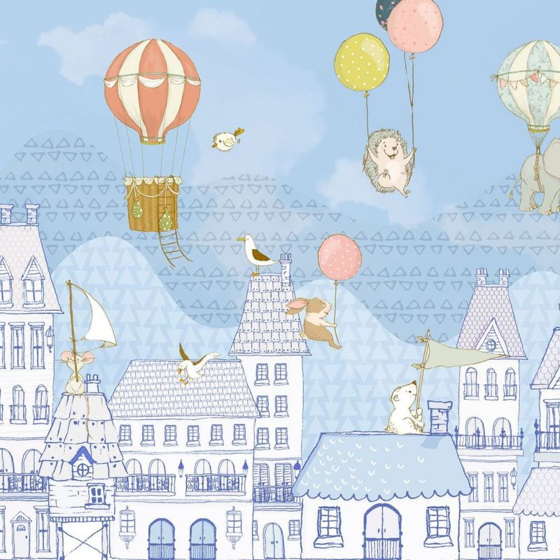 fototapeta Sanders & Sanders Balony na gorące powietrze niebieskim 350 x 250 cm - 1 rol.