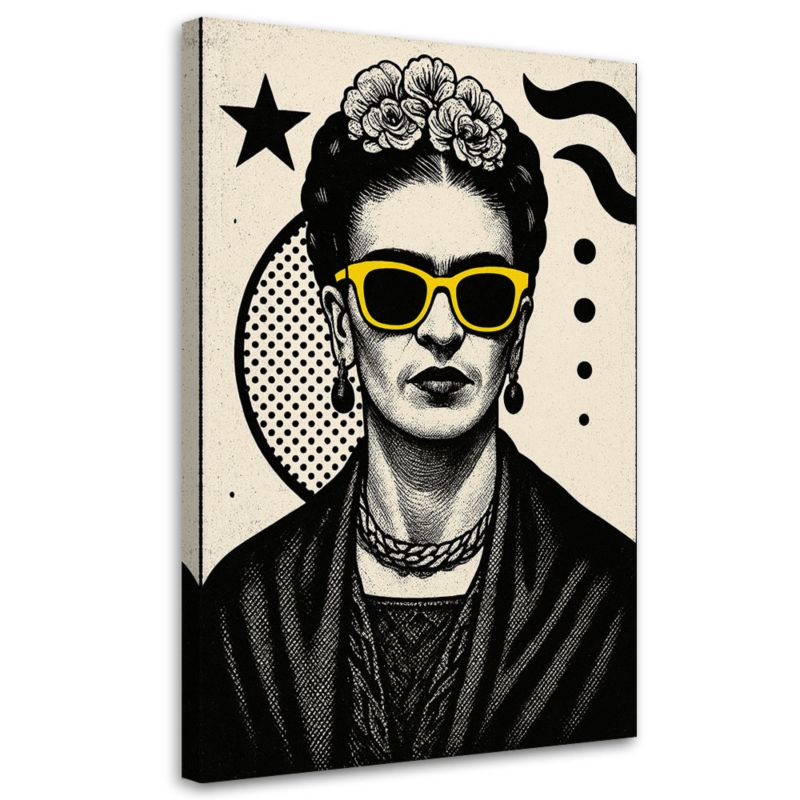 Obraz czarno biały Feeby Frida Kahlo w okularach Pop Art 70x100cm 1szt