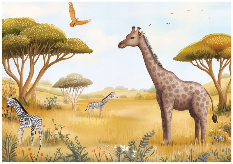 Fototapeta Dla Dzieci Dżungla Zwierzęta Dziecięca WALLARENA 350x250 cm Tapeta Do Pokoju Dziecka Na Flizelinie 1 szt.