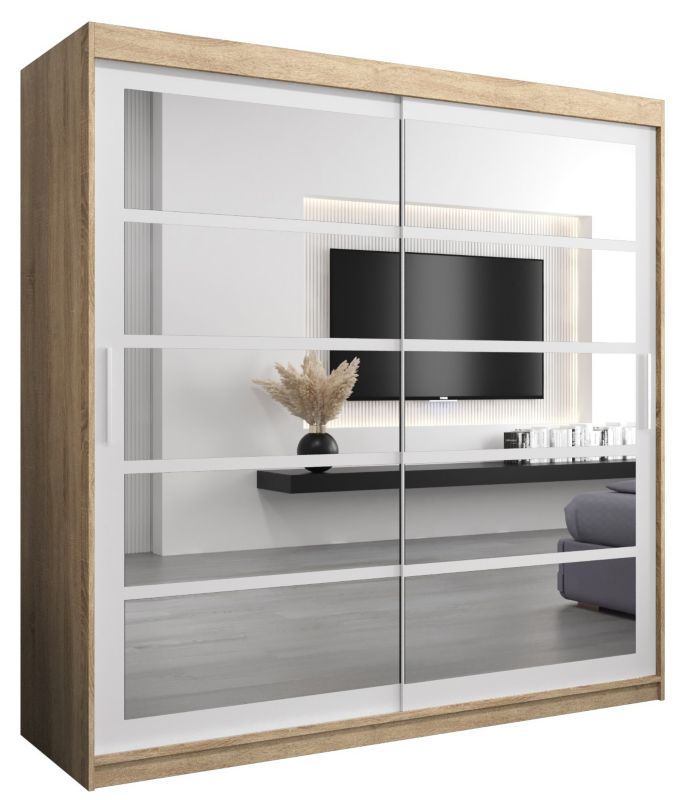 Szafa przesuwna Abiks ROMA 2 200 sonoma + biały mat 1 szt.