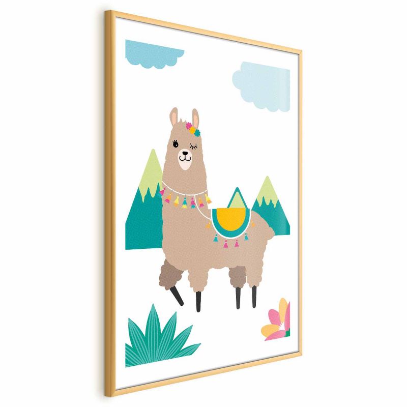 Plakat Artgeist Niezwykła lama 29,7x42 cm z ramą złotą 1 szt