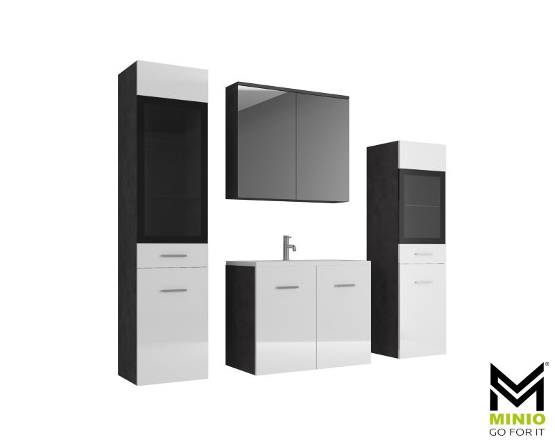 Zestaw mebli łazienkowych MINIO go for it MARIT II matera / biały połysk 1 kpl.