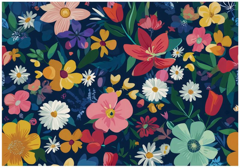 Fototapeta WALLARENA Dla Dzieci Na Flizelinie Kwiaty Dla Dziewczynki Łąka 350x250 cm 1 szt.