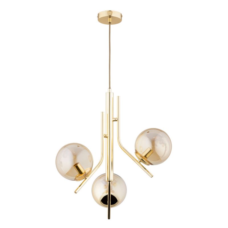 Lampa wisząca Alfa Estel złoto-bursztynowy wym: 86 x 48 x 48 cm 3xE14 x 10W 1 szt.