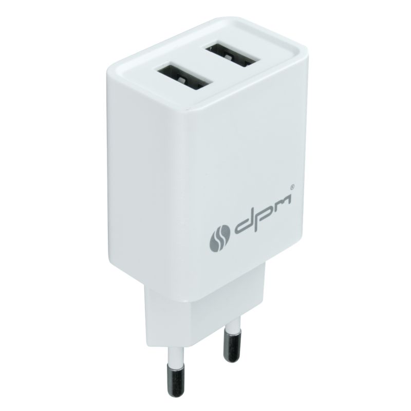 Ładowarka sieciowa DPM Solid 2 x USB 2,4 A biała