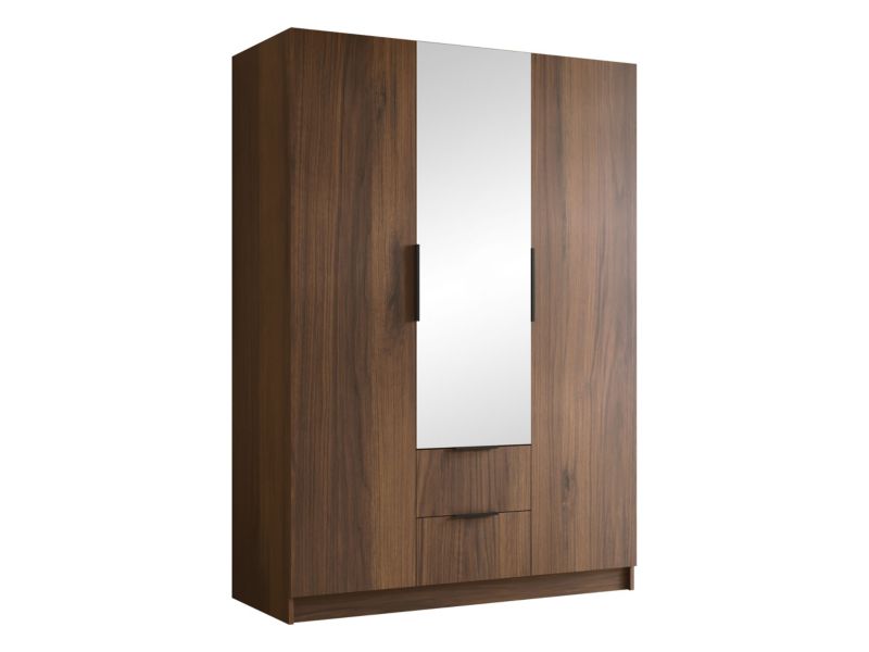Szafa pokojowa z lustrem MIRJAN 24 Calwi II 150 orzech warmia + czarny 1 szt.