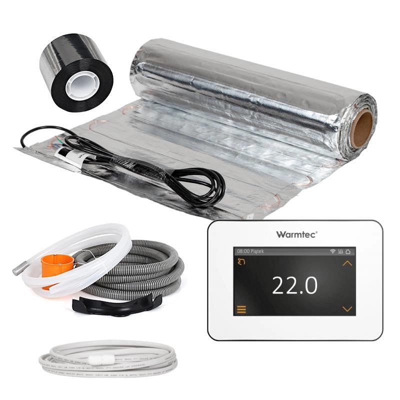 Mata grzewcza grzejna pod panele Warmtec 3m² 150W/m² WiFi zestaw regulator biały AL-30/XTS 1szt.