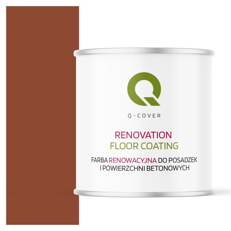 Farba Renowacyjna do Posadzek i Powierzchni Betonowych Q-Cover Ceglasty RAL8004 Wysoki Połysk 2.5L