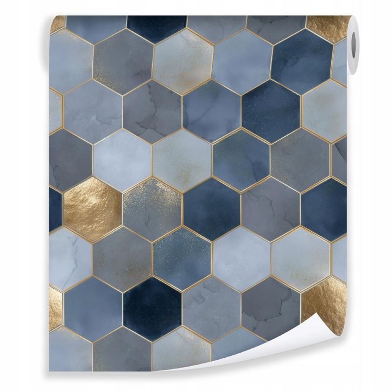 Tapeta WALLARENA Do Sypialni Salonu Na Flizelinie Abstrakcja Geometryczna Glamour Niebieski 50x1000 cm T16241VE 1 szt.