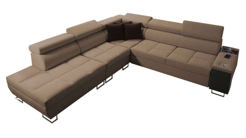 Narożnik z barkiem MIRJAN 24 Morena IX lewy ciepły brąz + gorzka czekolada 1 szt.