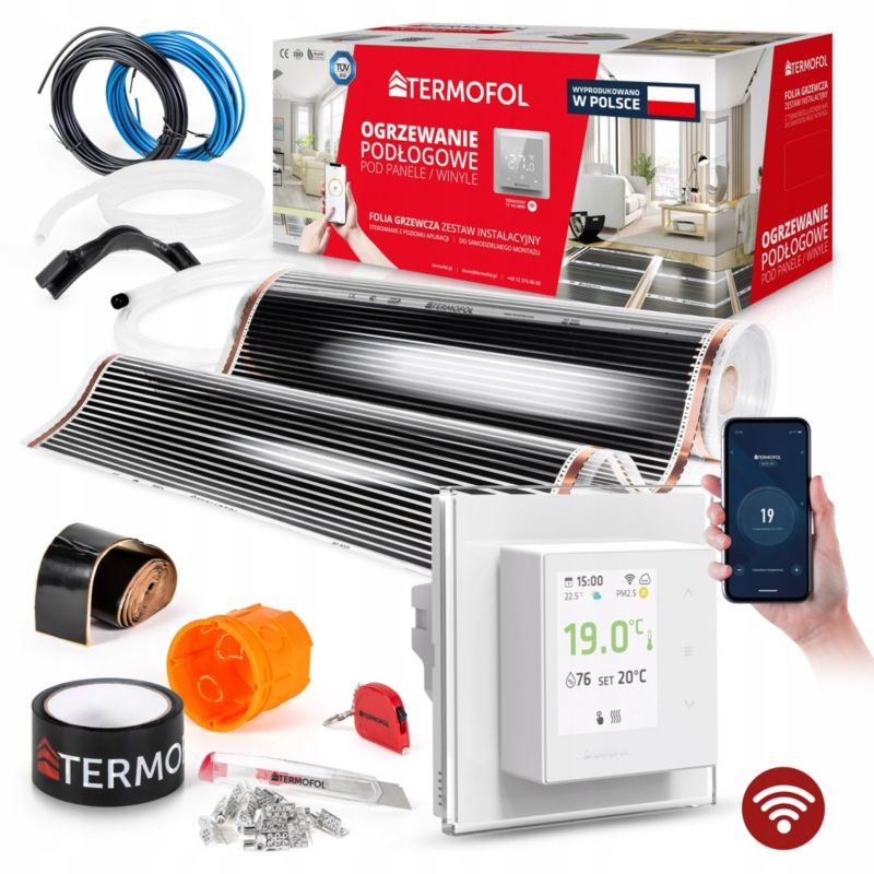 Zestaw folia grzewcza TERMOFOL podczerwien moc 220w 100cm pow. 3m² h7 white + wifi 1kpl