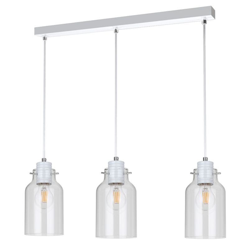 Lampa Wisząca SPOT Light 3xE27 Max.60W Połączenie Bieli z Transparentnym Szkłem, Polski Producent, 1 szt.